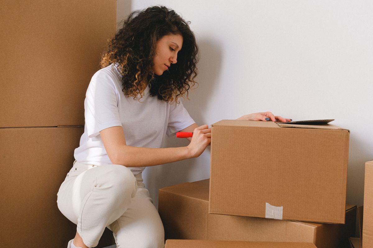 Cajas de mudanza apiladas